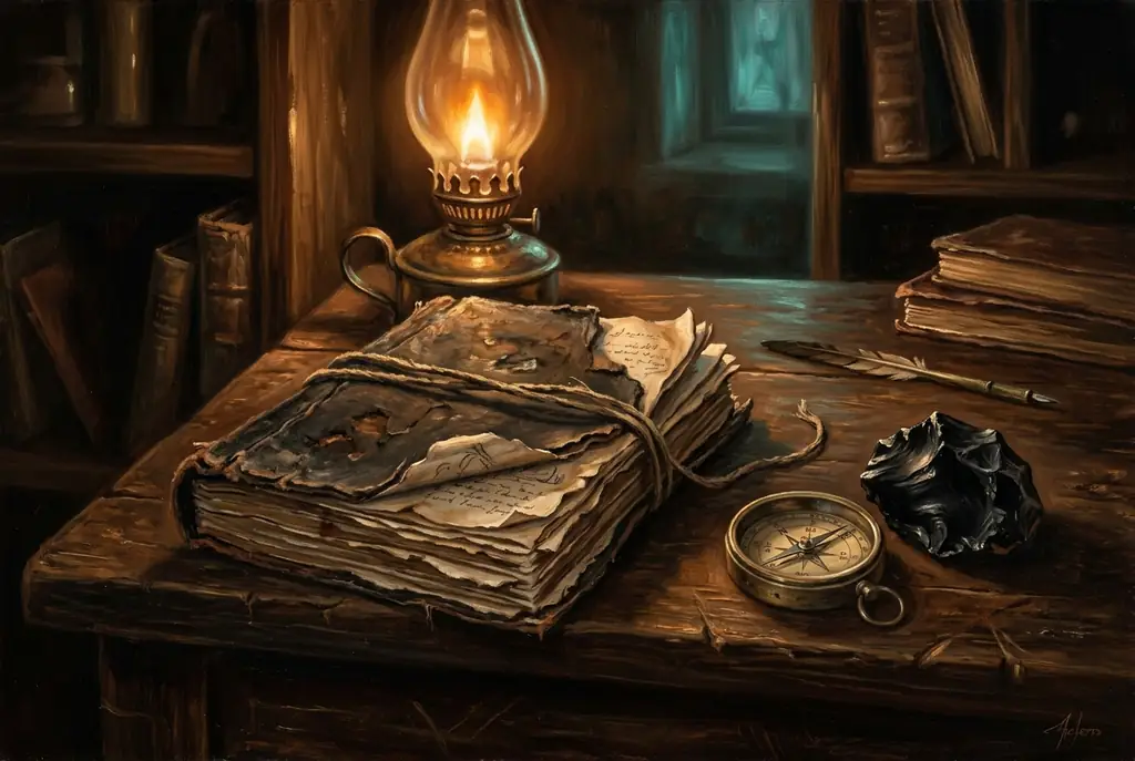 Sketches of deep sea creatures in a journal