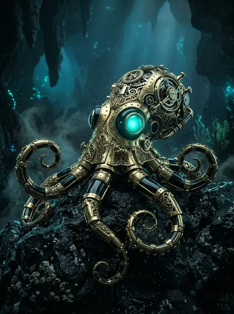 Archimedes the clockwork octopus mascot